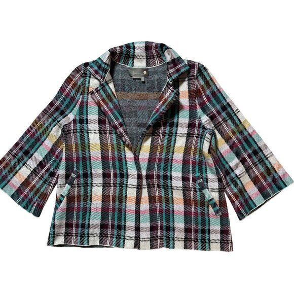 Anthropologie Womens XS Plaid Blazer Jacket With Button Closure Preppy Office - Picture 1 of 7